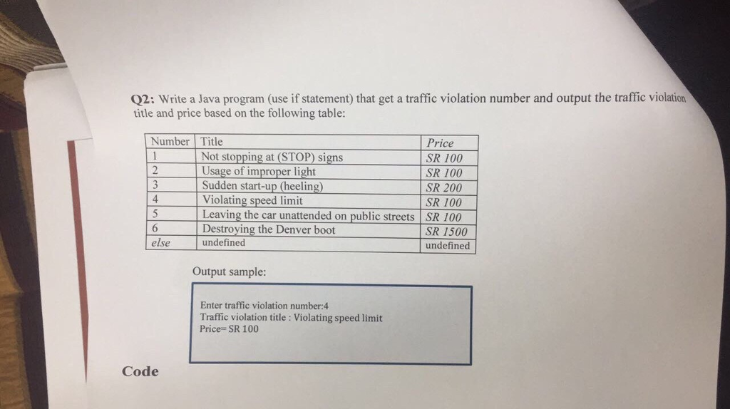 Please answer here not via handwriting: Write a Java program (use if
