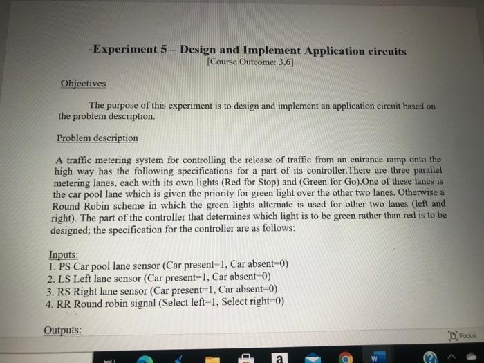  -Experiment 5-Design and Implement Application circuits [Course Outcome: 3.6] Objectives The