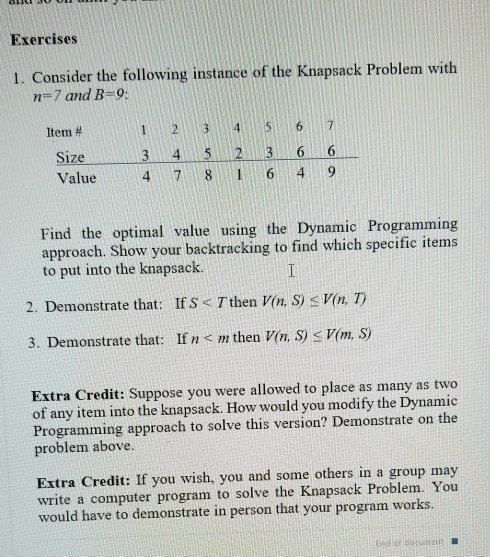  extra credits programming will be in C++ language please Exercises 1.