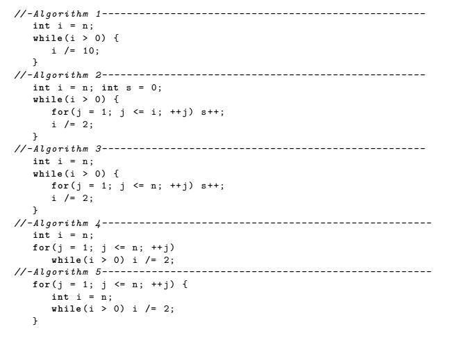 Find the running time function and use the Big-O notation to classify