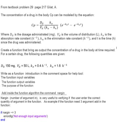  MATLAB CODE, SHOW PROCESS OF CREATING THE PROGRAM From textbook problem