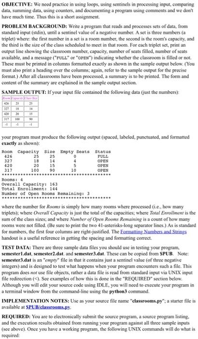 In python. thanks OBJECTIVE: We need practice in using loops, using sentinels