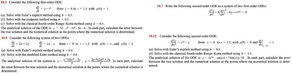 Applied Numerical Method: Solve problems by hand 10.3 Consider the fo llowing
