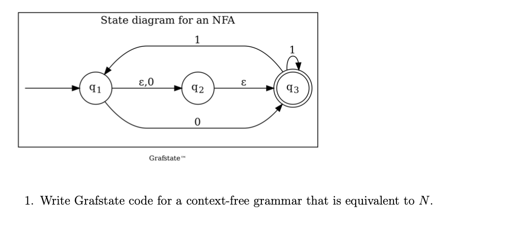 Your Grafstate code Type your answers in a Grafstate file (.graf.txt) must