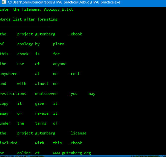 and ends there. // This program counts the number of words in