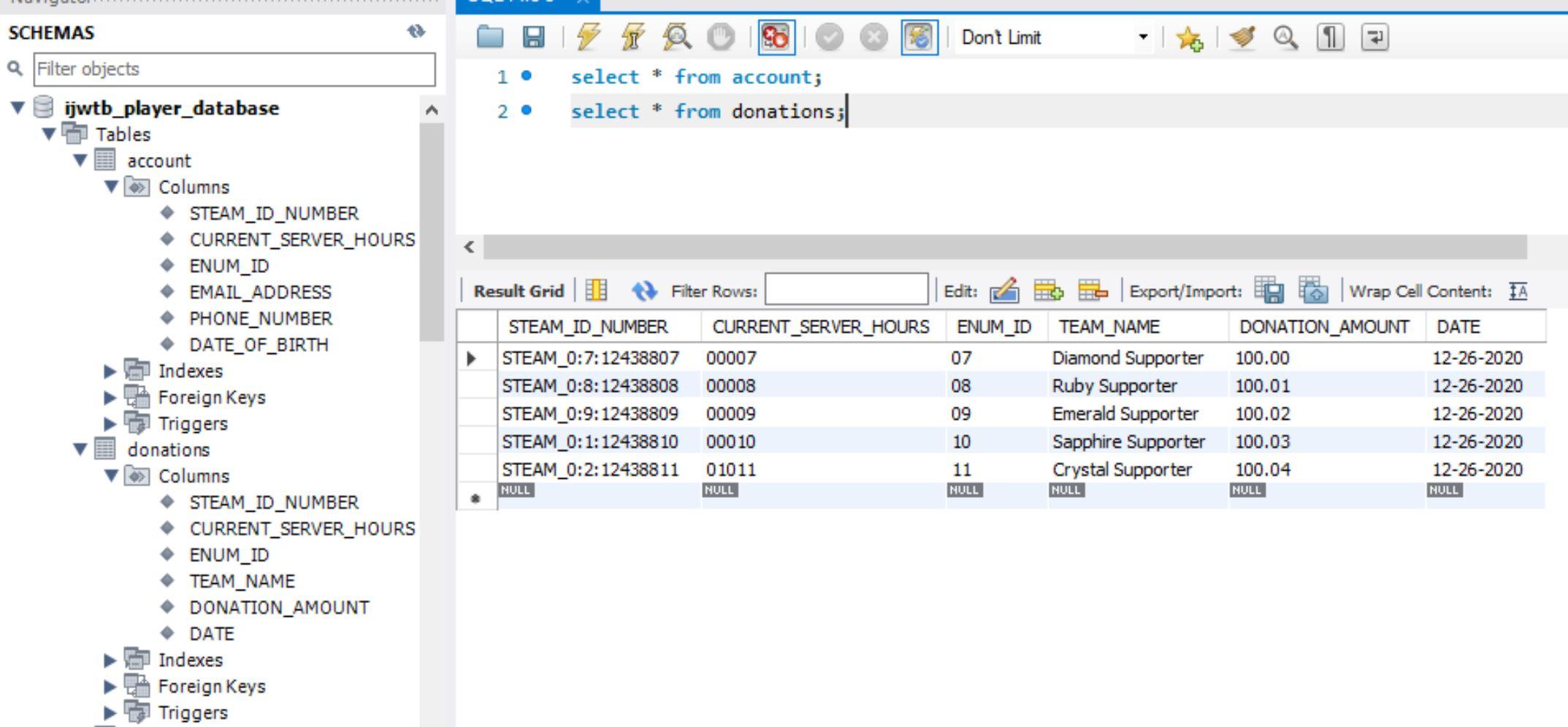 "SQL Statement" part of the chart below with the query that you