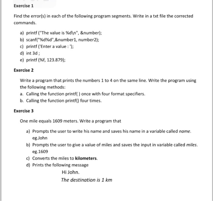  Solve all questions using the ChIDE program. Thank you!! Exercise 1