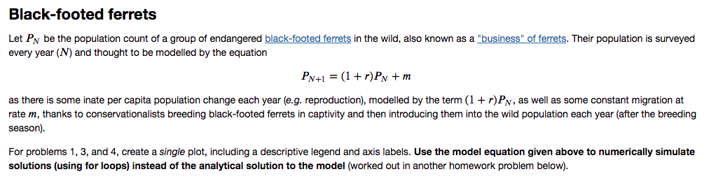 please read carefully and then answer, only do problem 3 Black-footed ferrets