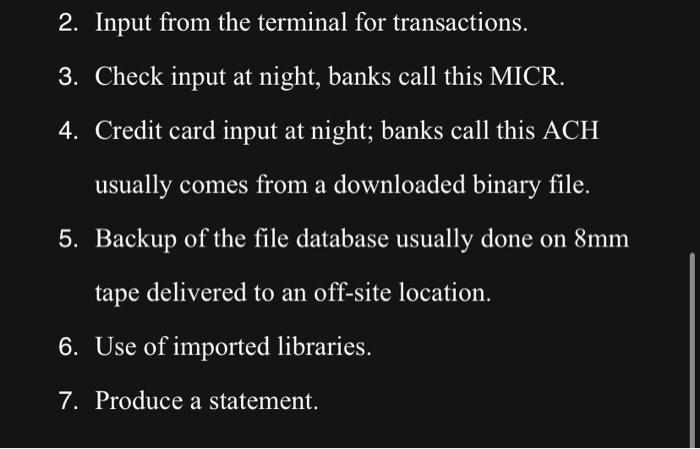 write a python code for a bank with the following requirements. 2.