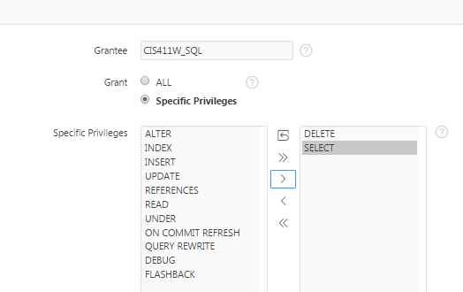 revoking privileges such as create table, drop table, and select from tables,