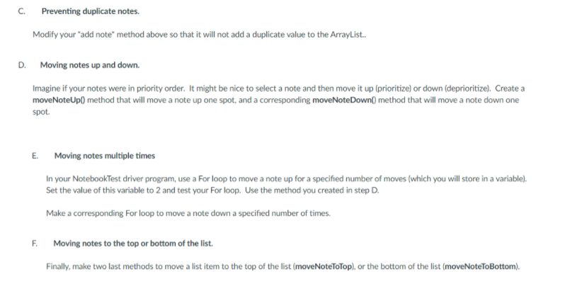 Build a driver class and enhance a Notebook class with several useful