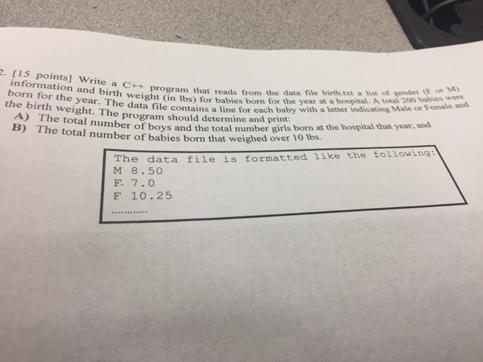  Please use c++ 2. 115 points] Write a C++ information and