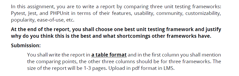In this assignment, you are to write a report by comparing