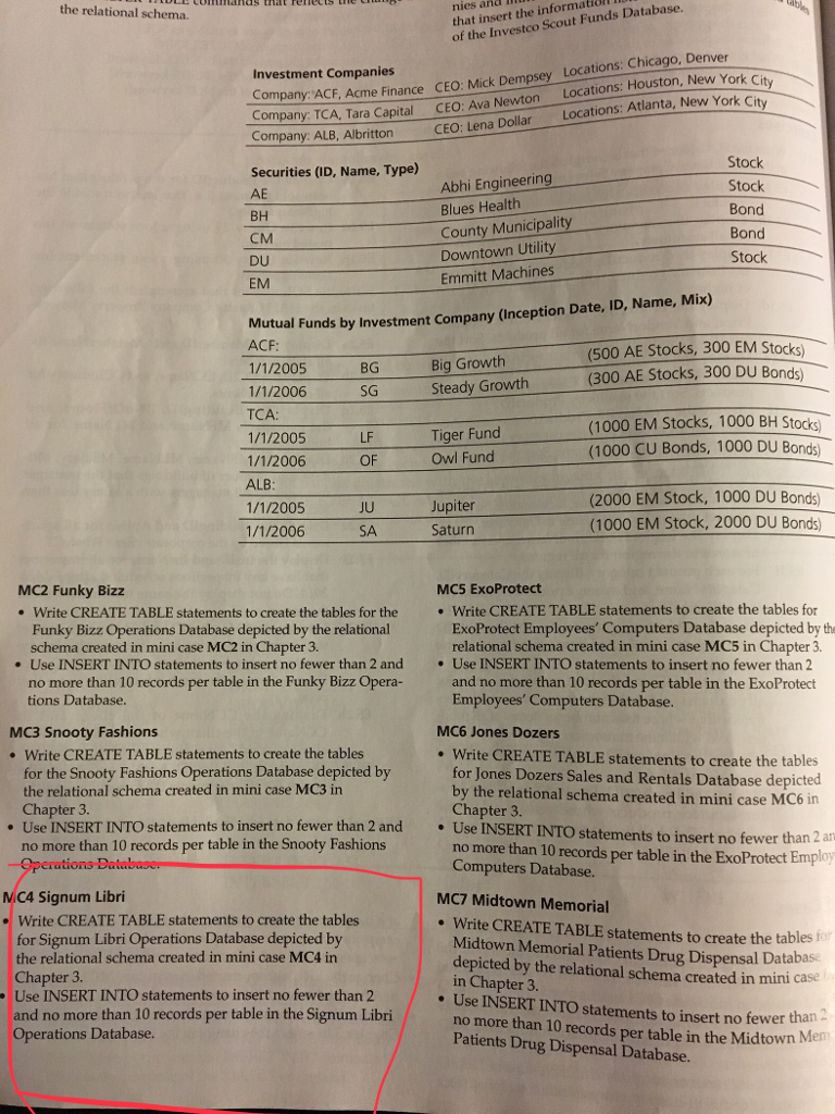  MC4 Signum Libri - Write CREATE TABLE statements to create the