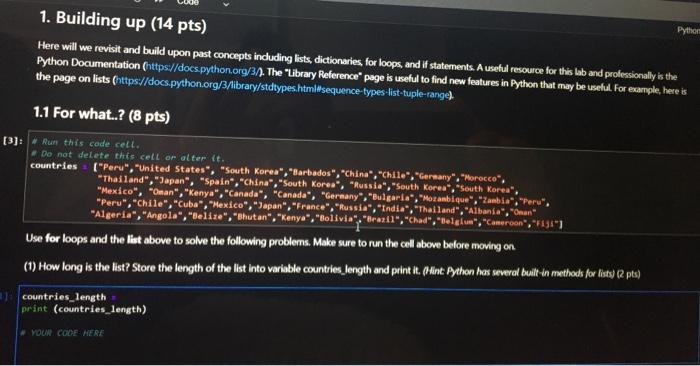 Python 1. Building up (14 pts) Here will we revisit and