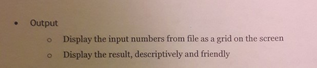 2-D list, nested loop, file input, and modular design with functions. A