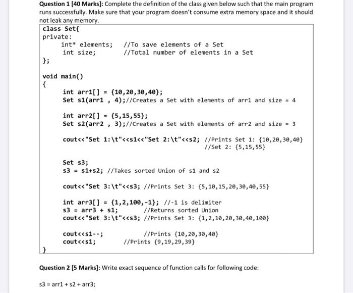 c++ use operator overloading for solving the following two question Question 1