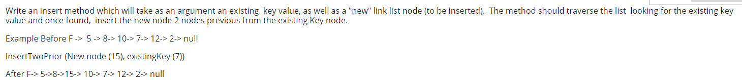 JAVA QUESTION Write an insert method which will take as an argument