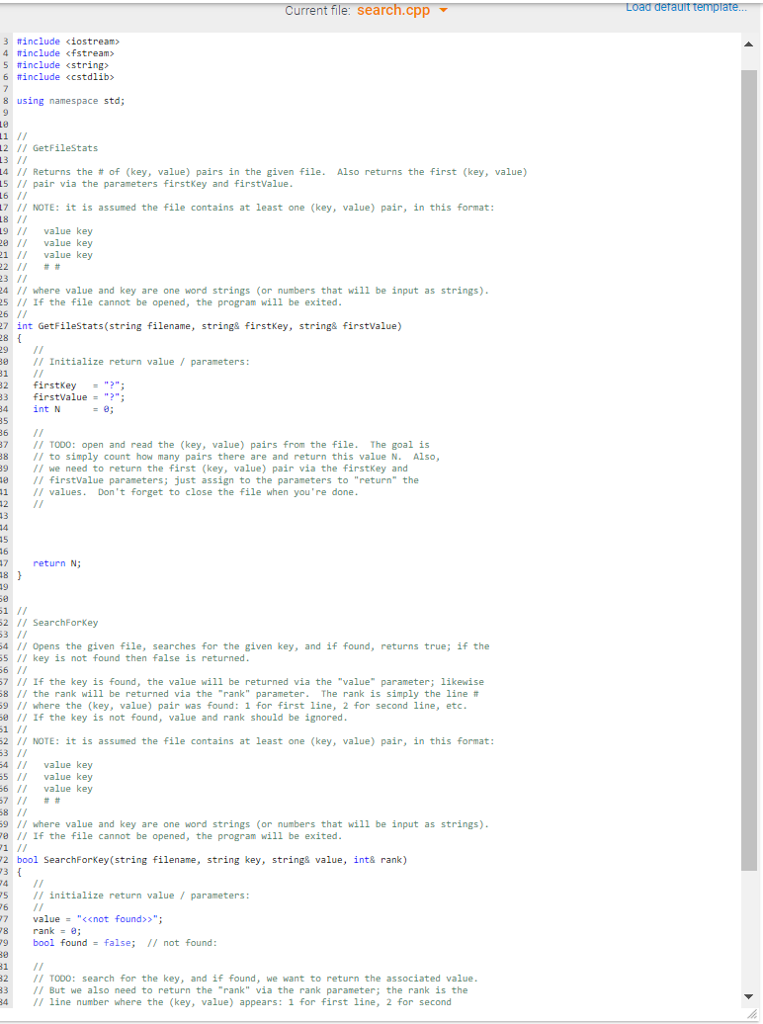 search.cpp code so i can put the inputs and get the desired