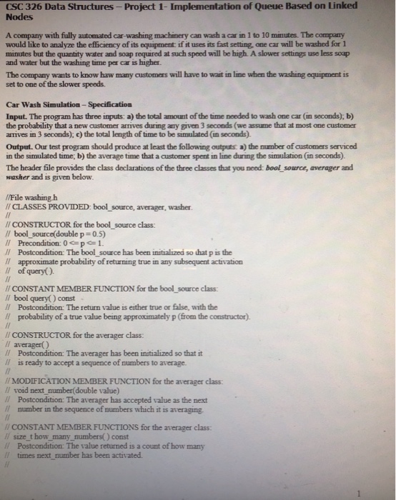  CSC 326 Data Structures-Project 1- Implementation of Queue Based on Linked