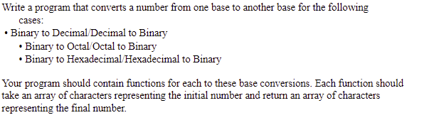 Write a program that converts a number from one base to