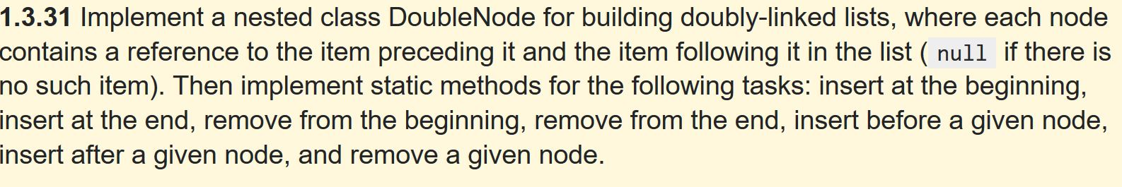  Implement a nested class DoubleNode for building doubly-linked lists, where each