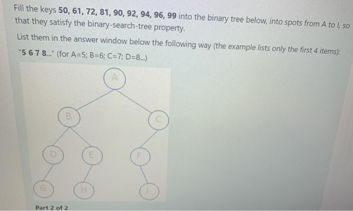 how do u do this Fill the keys 50, 61, 72, 81,