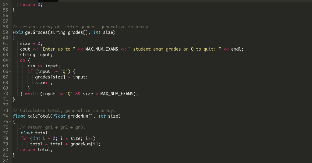 a const to use partially filled array 7 const int MAX_NUM_EXAMS=15; 8