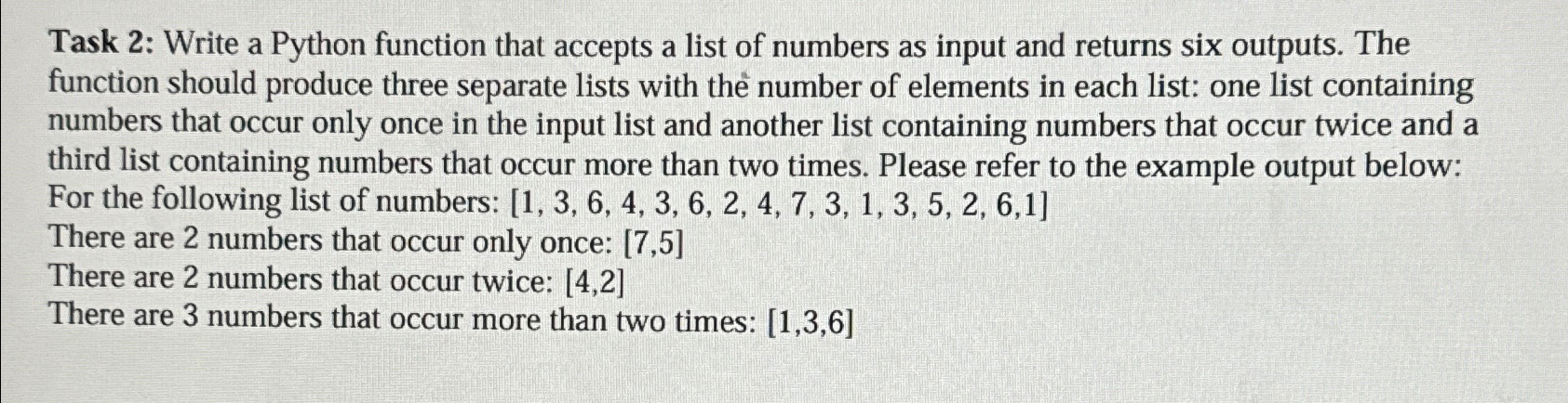 Task 2: Write a Python function that accepts a list of