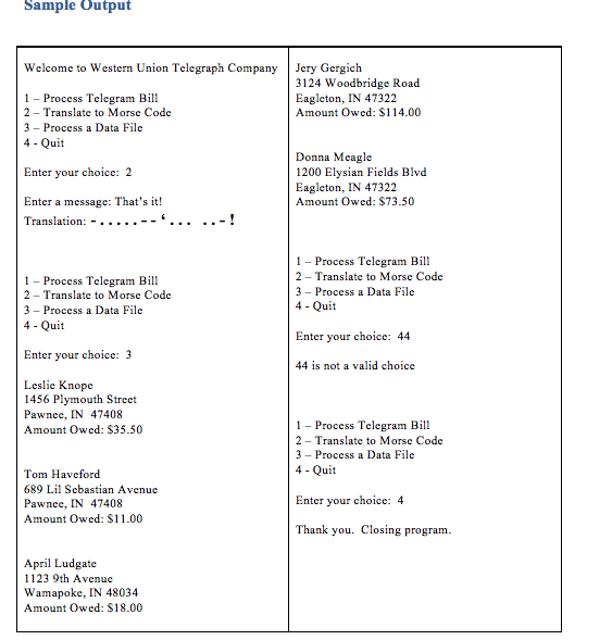 telegram bills in the data file and you will break up your