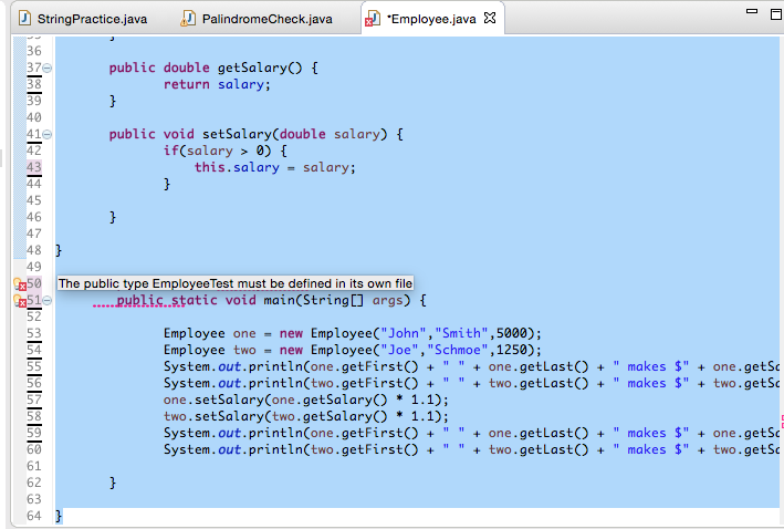 I created my code. But I keep getting an error because of
