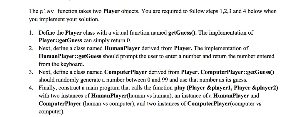 { cout else if (answer else { cout void play(Player &player1, Player