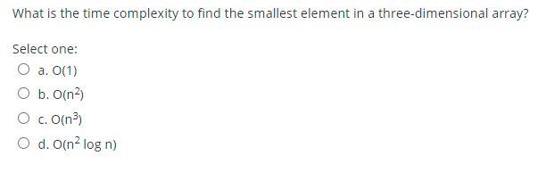 What is the time complexity to find the smallest element in