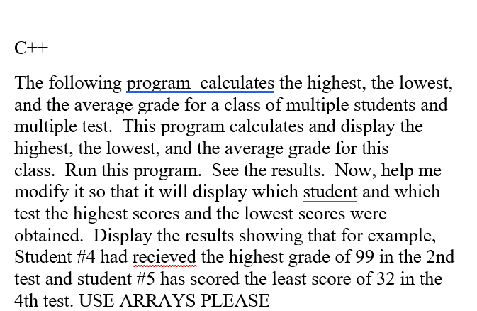  #include #include using namespace std; int main() { const int rows
