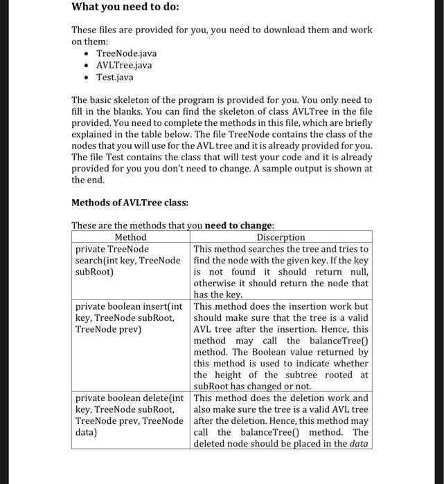  FOR JAVA : the test class is done What you need