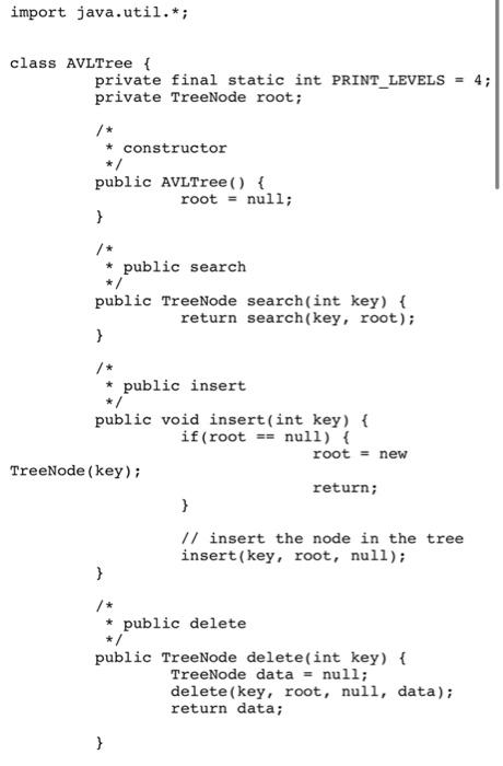 in the blanks. You can find the skeleton of class AVLTree in