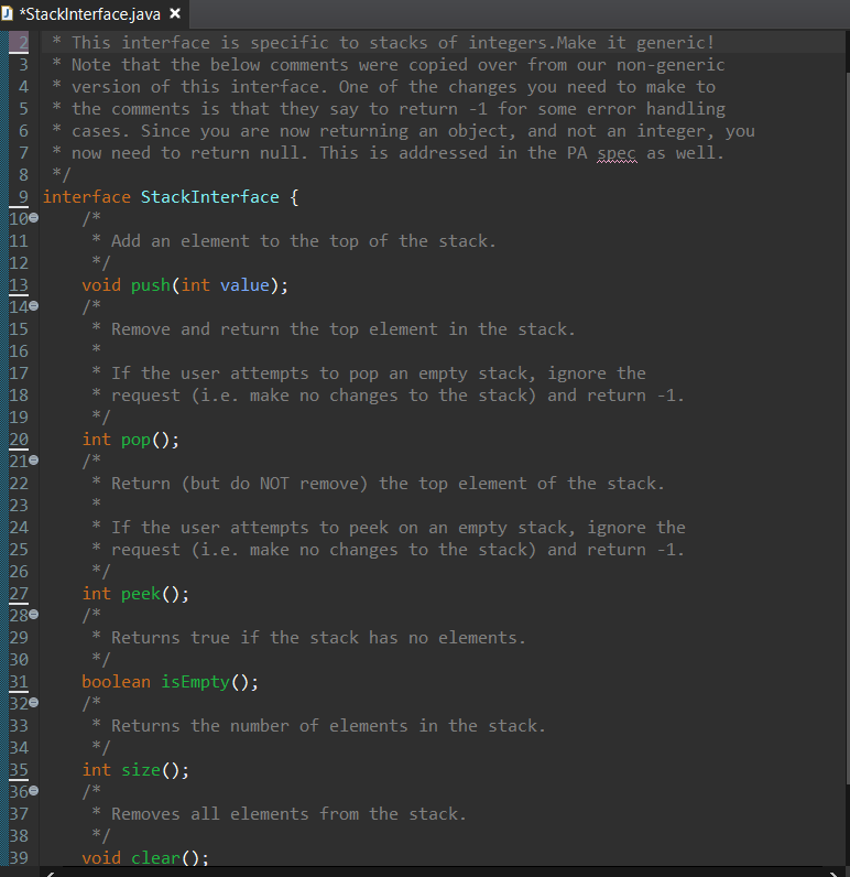 interface for stacks. ListStack.java - generic implementation of a stack backed by