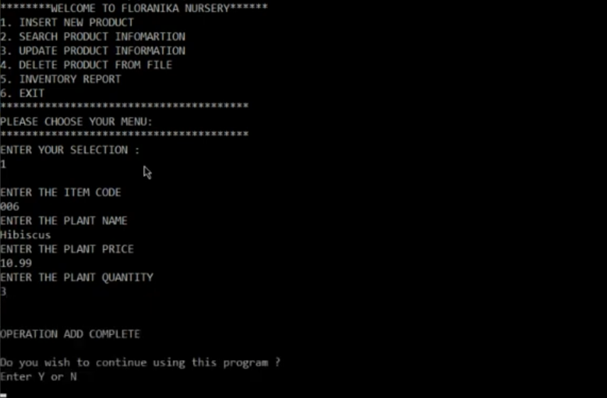 COBOL Project, Create an inventory list that has these functions 1.