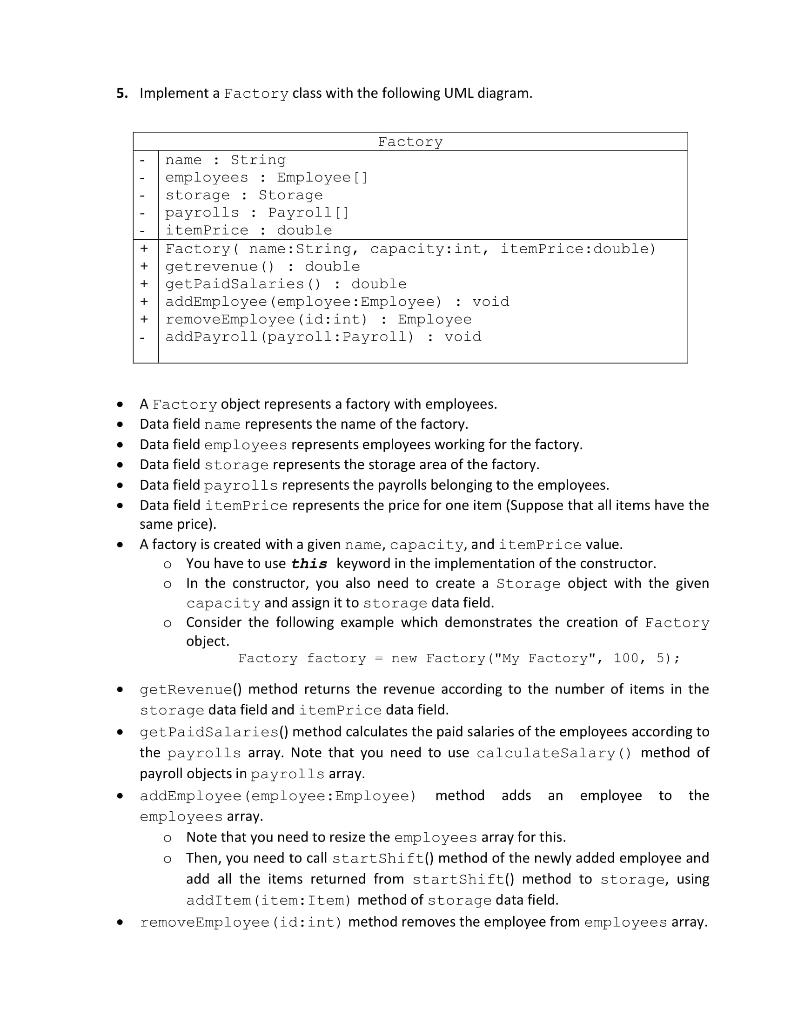 these methods for each class as well. // Declared Item class public
