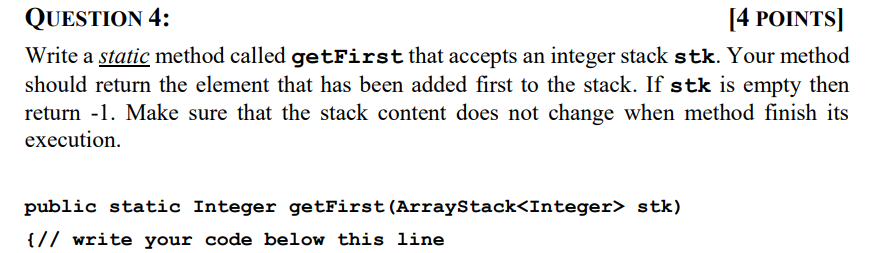  please i need this asap in java ill upvote QUESTION 4:
