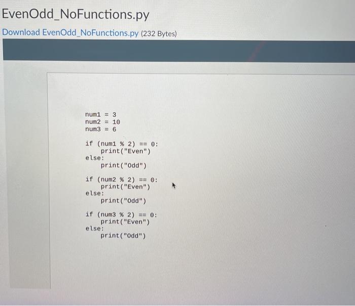 code that determines whether a number is even or odd. EvenOdd Functions.py