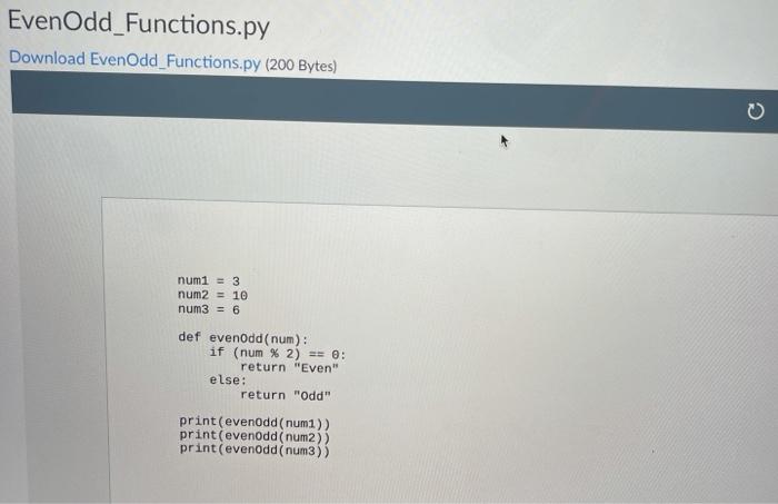 EvenOdd NoFunctions.py . Please write a brief paragraph (4-6 sentences) about the