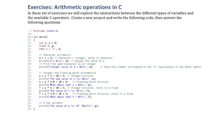  Use this code to answer the table Exercises: Arithmetic operations in