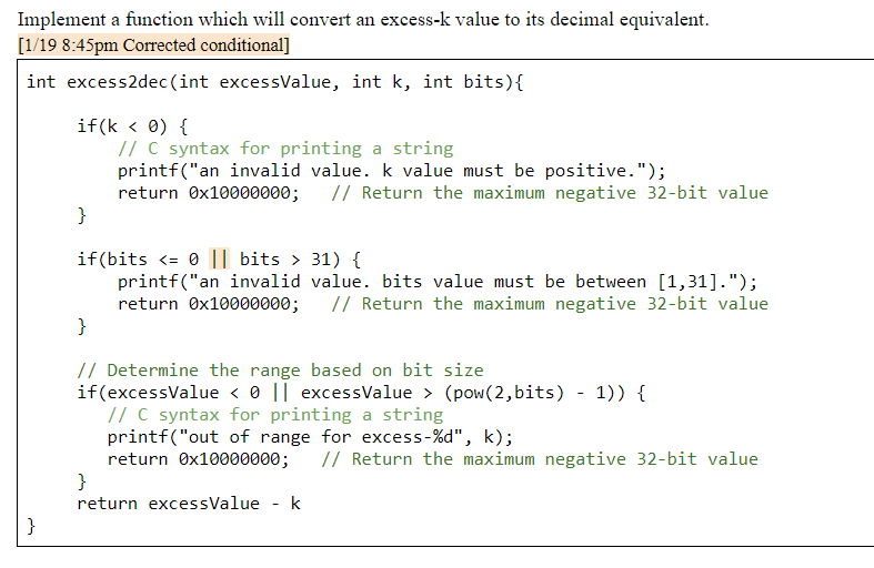 here is the function to excess2dec lmk if you need more info.