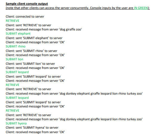 You are given the following application-layer networking protocol for a basic client/server