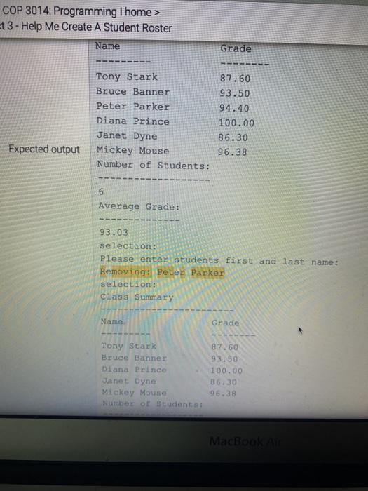 output and my error is highlighted the first picture ia my output