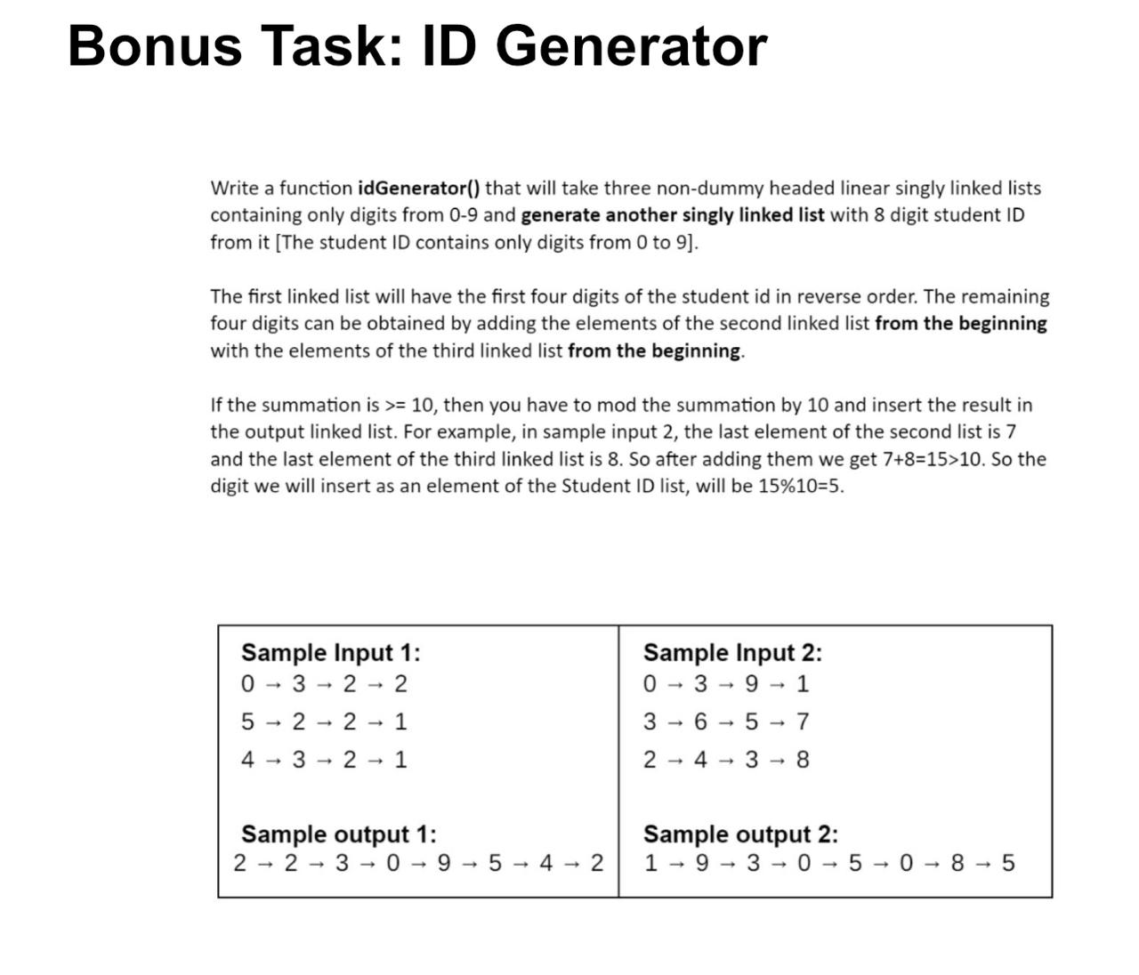  'Use Python' Bonus Task: ID Generator Write a function idGenerator() that