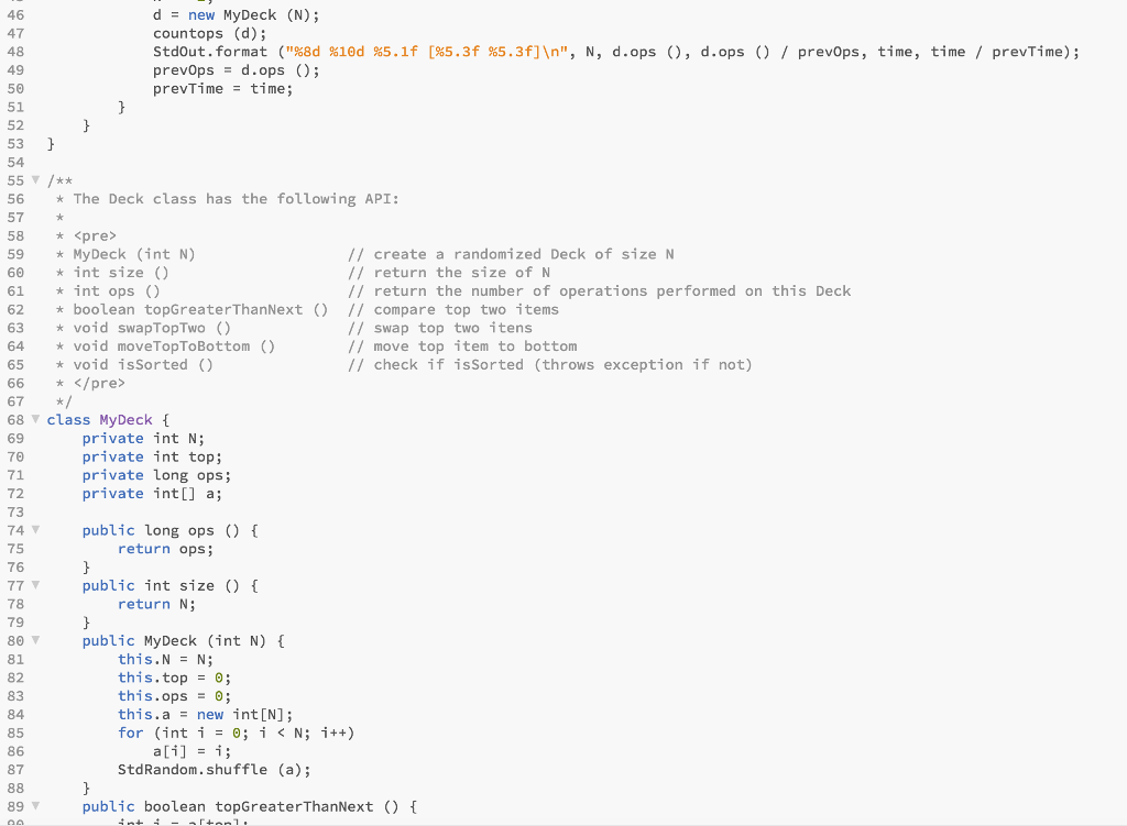 import stdlib.*; 3 /IExercise 2.1.14 5 Complete the following method to sort
