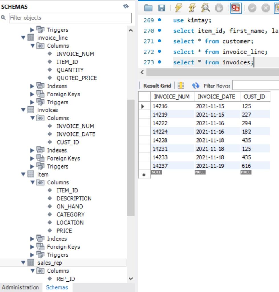 Statement" part of the chart below with the query that you use