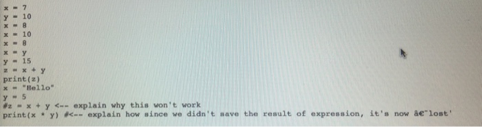  Explain why this won't work And Explain how since we didn't